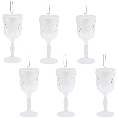 Image of Christmas Concepts® 10cm Glitter Wine Glass Decorations Luxury Tree (Iridescent, Pack of 6)