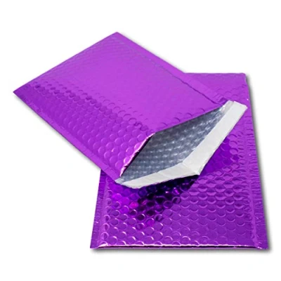 Image of EPOSGEAR 10 Purple Shiny Metallic Foil Bubble Padded Bag Mailing Envelopes Perfect for Marketing, Promotions or and Alternative to Gift wrap (A5 / C5 (DVD) 250mm x 180mm)