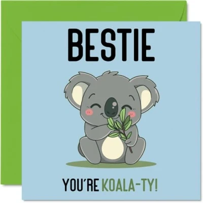 Image of Birthday Cards for Bestie Koala Ty Funny Happy Card Best Friend from Friends, Bestfriend Gifts, 145mm x Joke Greeting Women Men