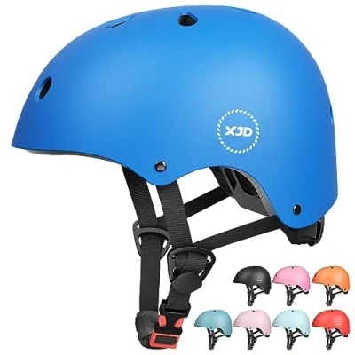 Image of XJD Kids Helmet Toddlers Bike Age 3 13 Years Adjustable Skateboard for Cycle BMX Scooter Roller Skating Children Boys/Girls (Blue, Small)