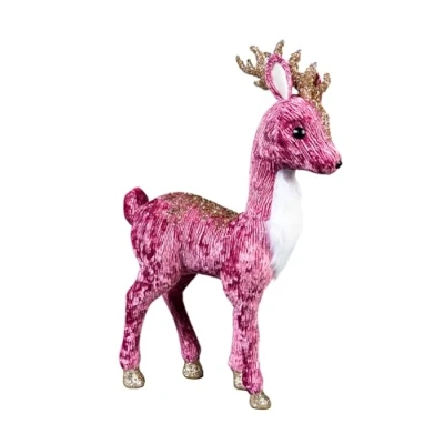 Image of SHATCHI Burgundy Figures Santa Tree Unicorn Christmas Tabletop Centrepiece Showpieces Home Art &amp; Craft Xmas Party Window Décor, 52cm Reindeer