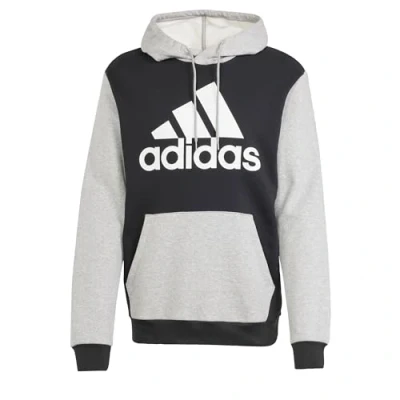 Image of adidas Men&#039;s Essentials Fleece Big Logo Hoodie, Black/Medium Grey Heather, M