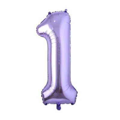 Image of Purple Number 1 Foil Balloon, 101cm (2 pack)