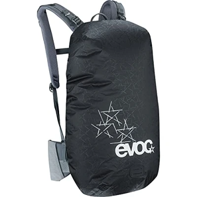 Image of EVOC RAINCOVER SLEEVE backpack rain cover for outdoor adventures, waterproof protective (flexible size adjustment through drawstring, reflective print, size: L) Colour: Black