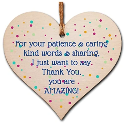 Image of The Plum Penguin Handmade Wooden Hanging Heart Plaque Gift Thank You Amazing Friendship Teacher Colleague Present Card Alternative