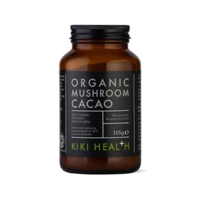 Image of KIKI Health Organic Mushroom Extract Cacao Powder Boosts Immunity, Energy, Memory, Focus &amp; Metabolism Plant Based Superfood Supplement 105g