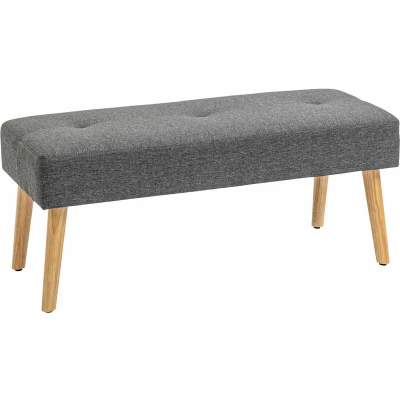 Image of HOMCOM Upholstered Bed End Bench Ottoman Tufted Linen Entryway Living Room 837 101V70GY