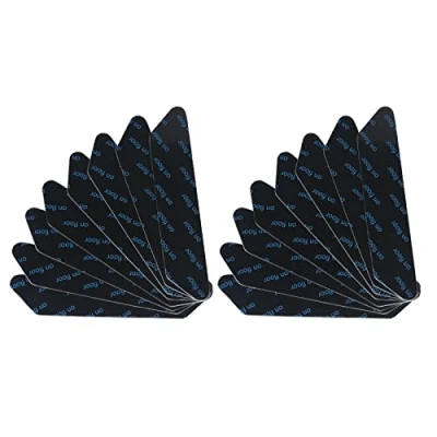 Image of Vicloon 16 Pcs Anti Slip and Reusable Rug Grippers, Floor Grips, Washable Pads, Carpet Grippers Strips With Strong Sticky for Office Kitchen Bathroom (Black)