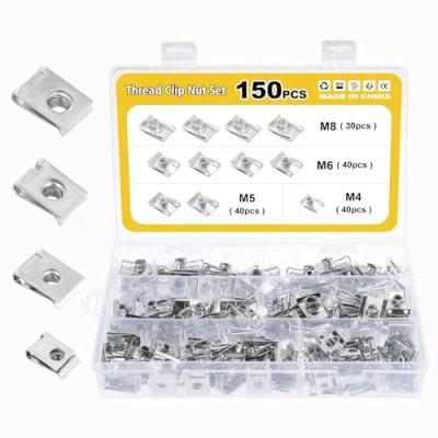 Image of Gueenky 150Pcs U Clips Screws, M4 M5 M6 M8 Spire Nuts Car Undertray Screws Metal Speed Fasteners Self Tapping Body Screw for Cars Motorcycles