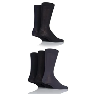 Image of 5 Pair Black / Navy Grey Plain Bamboo Socks Men&#039;s 7 11 Mens SOCKSHOP