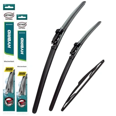 Image of Heyner Wipers Fits: Nissan Qashqai 2007 2013 Set Of 3 Windscreen Wiper Blades Hybrid HH2415PT12J
