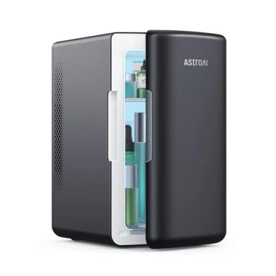 Image of AstroAI Mini Fridge 6 Litre / 8 Can Cooler and Warmer AC/DC Small for Bedrooms, Car, Drinks, Beauty, Skincare, Travel (Deep Black)