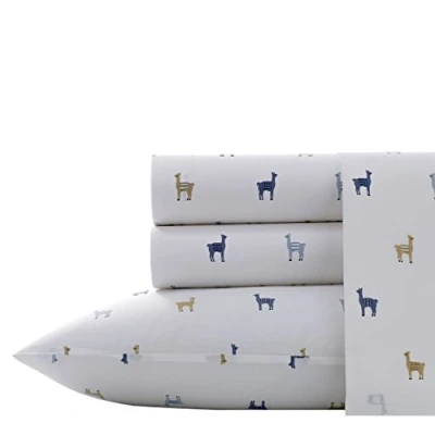 Image of Poppy &amp; Fritz Full Sheets, Cotton Percale Bedding Set, Crisp Cool, Lightweight Home Decor (Llamas, Full)