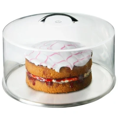Image of Metal Handle Cake Dome 30cm Plastic Dome, Cover, Food Plate Cover