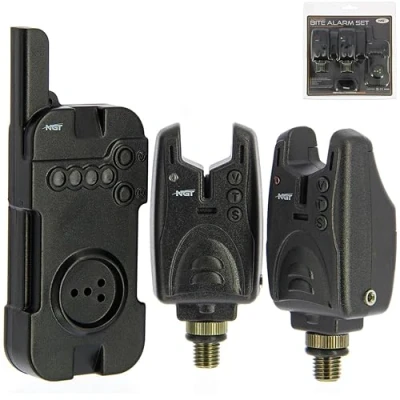Image of NGT 2 VST Wireless BITE ALARM Set Carp Coarse Fishing Black + Receiver