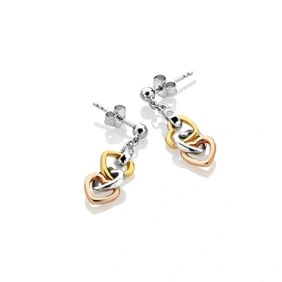 Image of Hot Diamonds Trio Triple Heart Earrings Gold Plated 7mm x 28mm