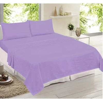 Image of Adore Home 100% Cotton Flannelette Sheet Set Fitted Sheet, Flat 1 x Pillowcases Bed, Purple, Single