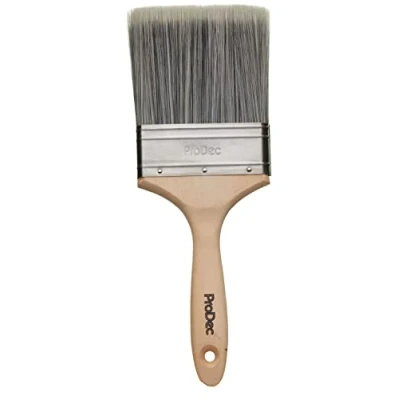Image of ProDec PBPT037 4 inch Decorator Synthetic Paint Brush for a Smooth Finish Painting with Emulsion, Gloss and Satin Paints on Walls, Ceilings, Wood Metal, 4&quot; 100mm