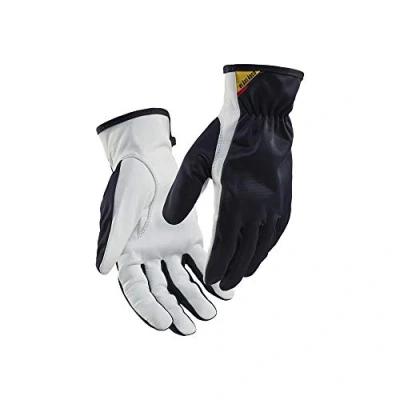 Image of Blaklader 28021459861010 Leather Work Gloves, Dark Navy/White, Size 10