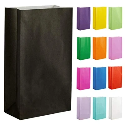 Image of Thepaperbagstore 10 Black Paper Party Bags Colourful Gift for Kids and Adults Parties, Birthdays, Weddings, Baby Showers, Hen Parties Sweets 14x24.5x7cm