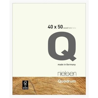Image of nielsen Quadrum Photo Frame, 40x50cm Wood Picture Covering White Frame with Protective Float Glass and Push Turn Clips