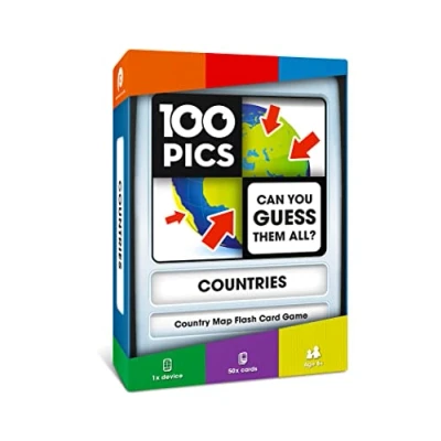 Image of 100 PICS Countries of the World Travel Game Geography Flash Card Quiz, Pocket Puzzles For Kids And Adults