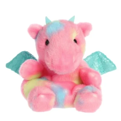 Image of Aurora Adorable Palm Pals Anya Dragon Stuffed Animal Pocket Sized Play Collectable Fun Pink 5 Inches
