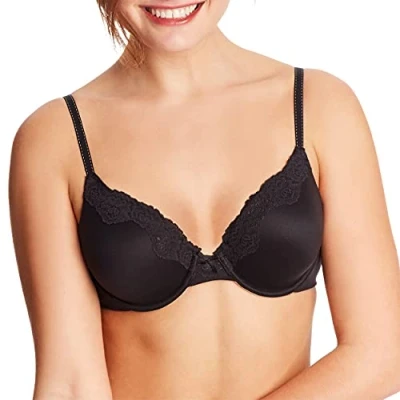 Image of Maidenform Women&#039;s Comfort Devotion Underwire Everyday Bra, Black Bk W Bdb, 34DD UK