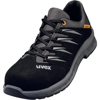 Image of Uvex 2 Trend Work Shoes for Men &amp; Women, Safety S1 SRC with Steel Toe Cap, Black/Grey, Size 8