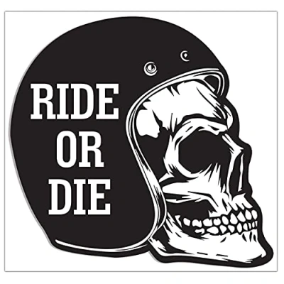 Image of Biomar Labs® 1 x PVC Vinyl Car Sticker Helmet Skull Ride or Die Decal for Bumper Window Door Motorcycle Bike Motorbike Mirror Laptop B 148