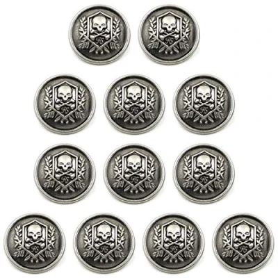 Image of ZoTuoART Metal Buttons, 12Pcs, Round, Skull and Crossbone Patterns, Silver, 15mm/0.6&#039;&#039;