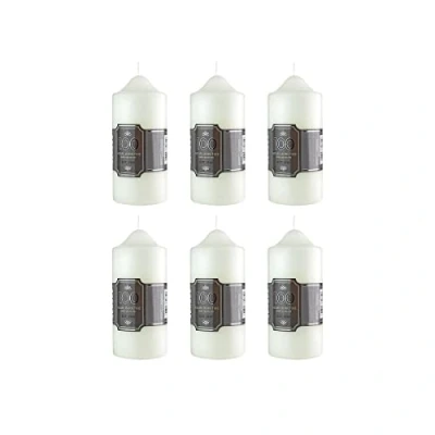 Image of Pillar Candles Pack of 6 Long Burning Large Candle 7cm x 16cm with 100 Hours Burn Time Dripless, Smokeless, Unscented Church Ideal for Weddings, Spa and Parties