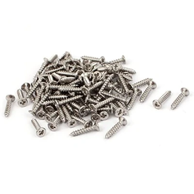 Image of Sourcingmap M1.8 x 10mm Phillips Flat Head Self Tapping Screw Silver Tone 100 Pcs