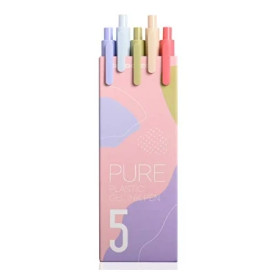 Image of KACO Soft Touch Retractable Gel Ink Pens 0.5mm Fine Point (Bright Colors 5 Pack Colored Ink)