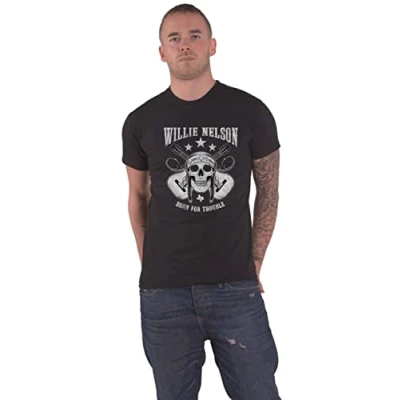 Image of Willie Nelson T Shirt Skull Logo Official Mens Black XL