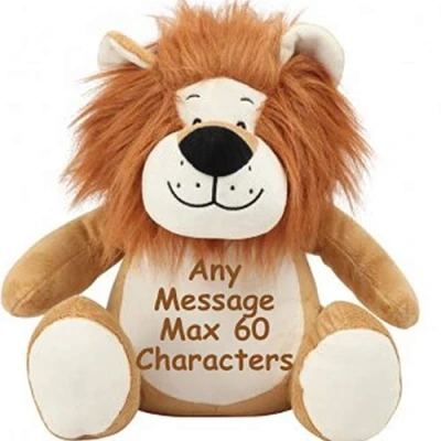Image of Mumbles Personalised Teddy Bear Lion New born, Baby Shower, Flower Girl, Bridesmaid, Pageboy, Wedding, Birthday, Memory Christening Gift Large EASY TO CUSTOMIZE