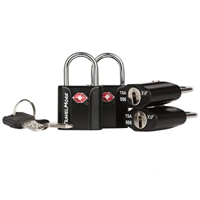 Image of 4 Pack TSA Approved Luggage Key Locks for Travel Suitcase with Keys Padlocks Black