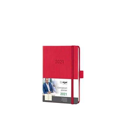 Image of SIGEL C2165 Weekly Diary 2021, Approx. A6, hardcover, red Conceptum