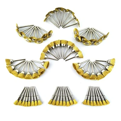 Image of Merryland Brass Brush for Dremel 72 Pack, Pen Wheel Cup 24 Pack Each, Polish End Mini Rotary Tool Accessory, RMTA072C2