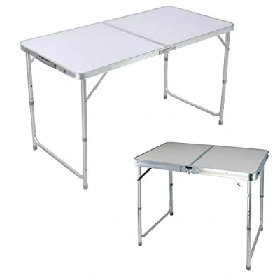 Image of EFAN 4ft Heavy Duty Folding Table 120x60x70cm, Portable Adjustable Height Lightweight Camping with Handle, for Garden Party BBQ Outdoor Indoor Dining Writing Study Coffee Desk