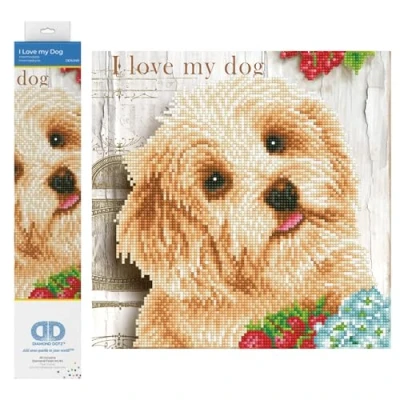 Image of DIAMOND DOTZ Painting, Beginner Kit, I Love My Dog, 30.5 x 30.5cm