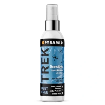 Image of Pyramid Trek Insect Repellent Spray for Sensitive Skin 100ML DEET Free Mosquito w/ Saltidin 12hrs Protection, Suitable Kids 2+ Years