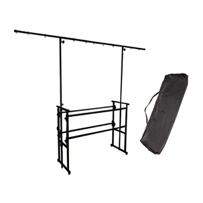 Image of Soporte de metal para mesa DJ, 122 cm, con plataforma iluminación, incluye bolsa transporte, color negro