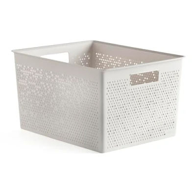 Image of TATAY Rectangular Organiser Box 20L Bohol, Polypropylene, BPA Free, 100% Recycled Plastic. White. Measures 30 x 39 21,5 cm
