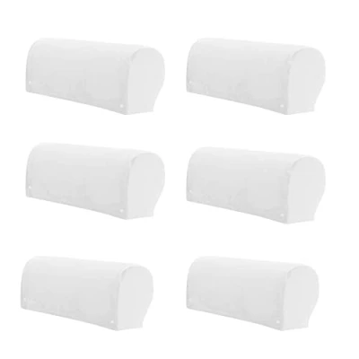 Image of Pack of 6 Armrest Covers Stretch Sofa Armchair Anti Slip Caps Soft Velvet Furniture Protectors Slipcovers for Recliners Couch (White)
