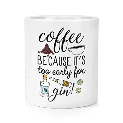 Image of Coffee Because It&#039;s Too Early for Gin Makeup Brush Pencil Pot