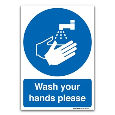 Image of Wash your hands please Sign, 1mm Rigid Plastic, Mandatory Kitchen, Washroom Safety Signs (A5 210x148mm)