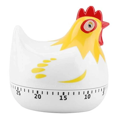 Image of Digital Kitchen Timer Lovely Chicken Shape Mechanical Alarm Gadgets Countdown Clock Reminder Mini Cooking 55 Minutes for Baking Sports Games Office(White)