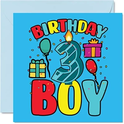 Image of 3rd Birthday Card Boy Happy 3 Year Old Boy, Boys Cards for Him, 145mm x Greeting Son Brother Grandson Nephew Cousin God Son, Third