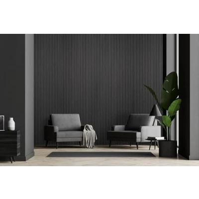 Image of Fuse Acoustic Wooden Wall Panel in Charcoal Oak, 240cm x 60cm (4 Pack)